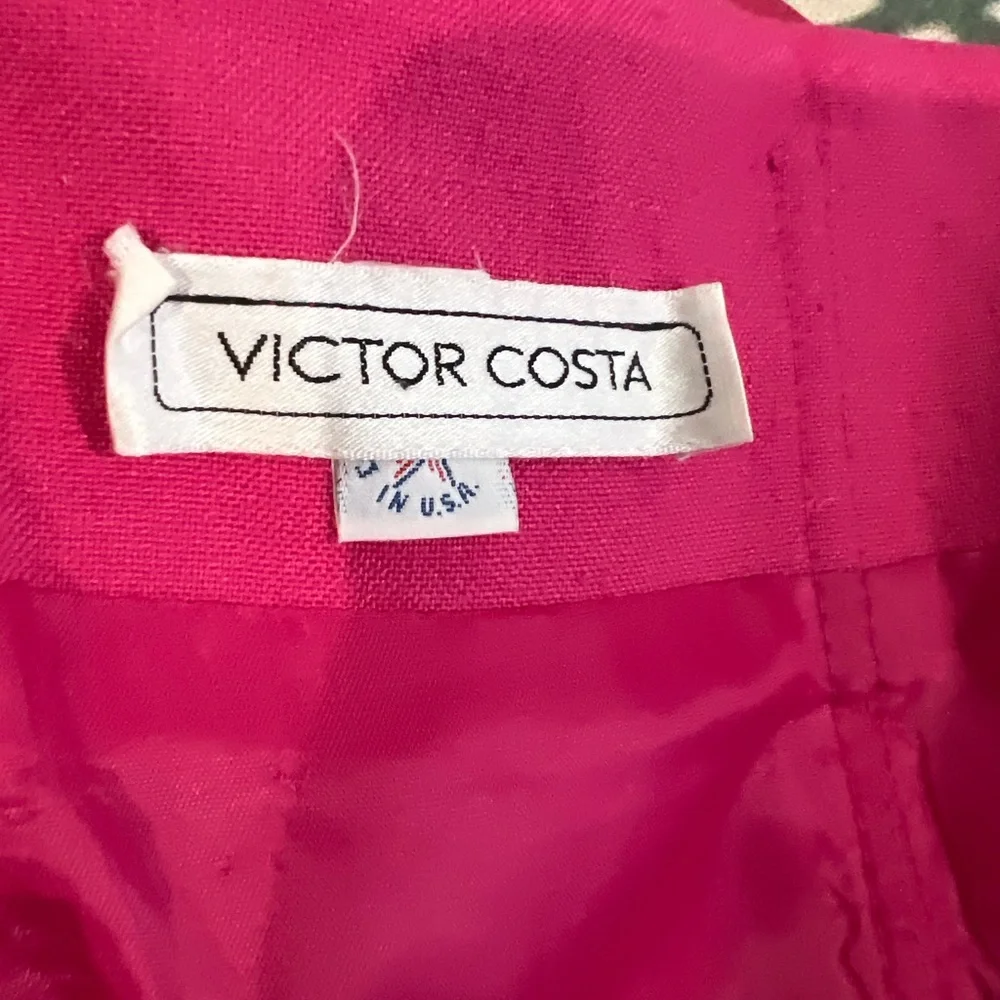 Victor Costa Vibrant Pink Strapless Sheath Dress with Belt - Picture 10 of 12